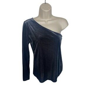 OLD NAVY Women's Size Medium One-Shoulder Velvet Top Gray Black SIlver